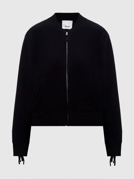 Бомбер з вовни та кашеміру з бахромою Allude чорний