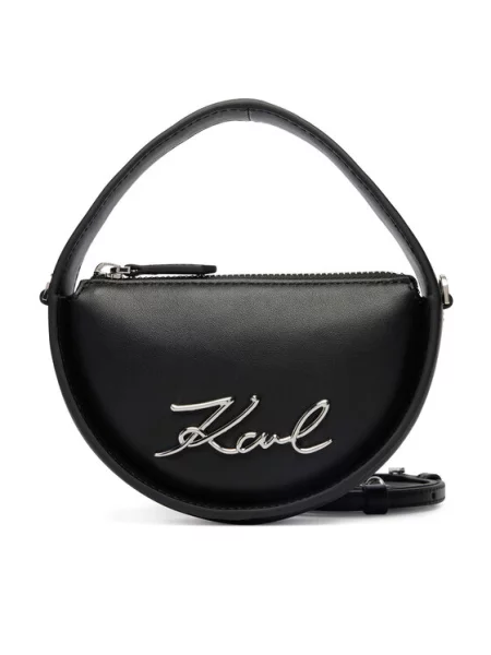 Karl Lagerfeld crossbody torbica usnjena K/SIGNATURE črna