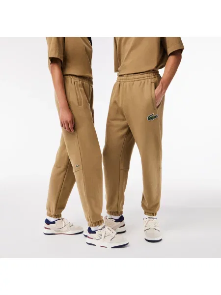 Lacoste Spodnie Dresowe Unisex Z Bawełny Organicznej Z Polaru brązowe