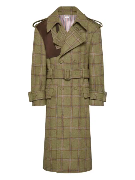Trenci Thom Browne din tweed verde