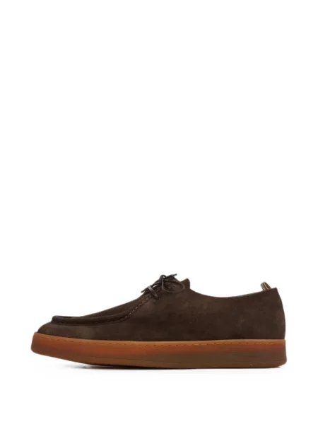 Pantofi derby Officine Creative cu șireturi din piele de căprioară maro