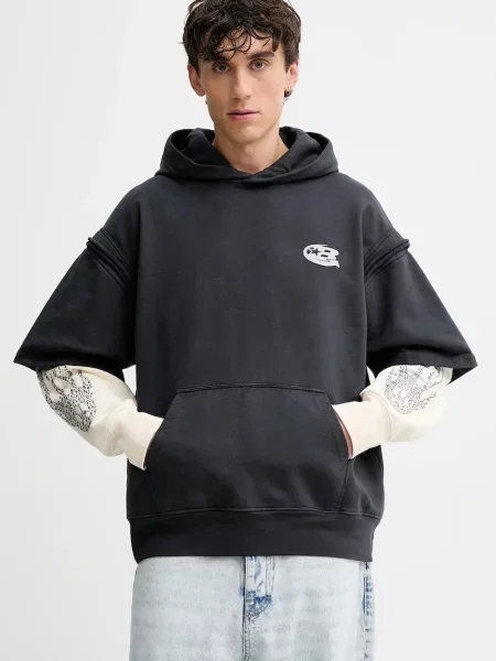 Кофта Barrow з капюшоном з принтом сірий