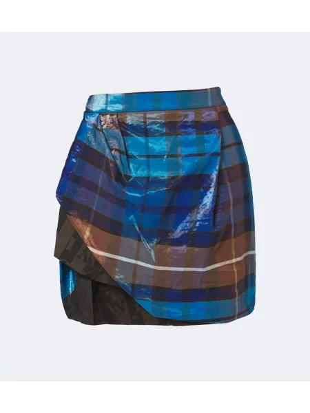 Fustă Vivienne Westwood în carouri drapată albastru