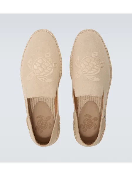Plátené espadrilky Vilebrequin s výšivkou béžová