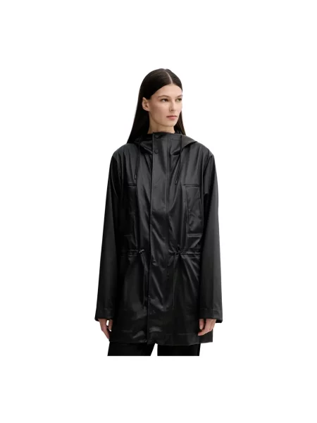 Rains kurtka Bold Long Jacket W3 przejściowa czarny
