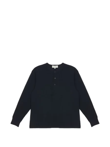 Tricou Studio Nicholson cu guler henley lung negru