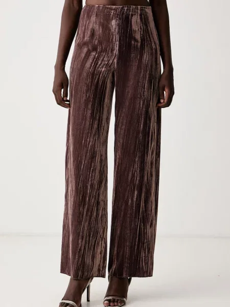Marella pantaloni straight pentru femei din velur Emme by Marella maro