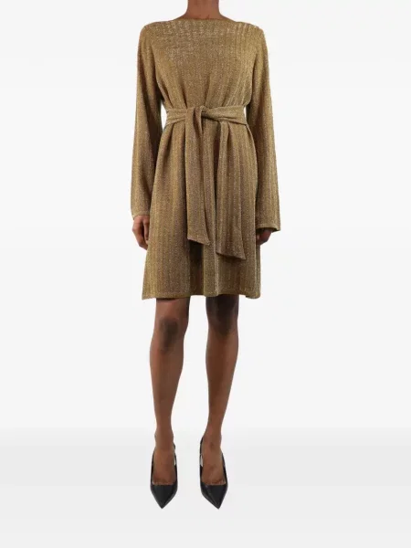 Cu centură rochie mini Vanessa Seward tricotate maro
