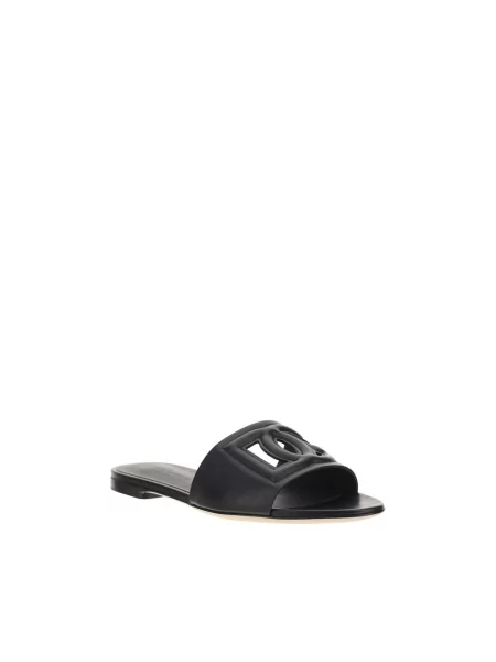 Lniane sandały Dolce&gabbana czarne