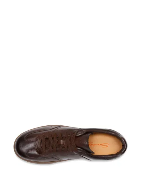 Δερμάτινα sneakers Santoni με κορδόνια καφέ