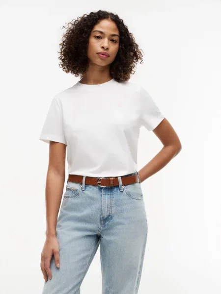 TOMMY HILFIGER Tricou roz pastel alb