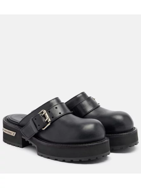 Usnjene mules Balenciaga črna