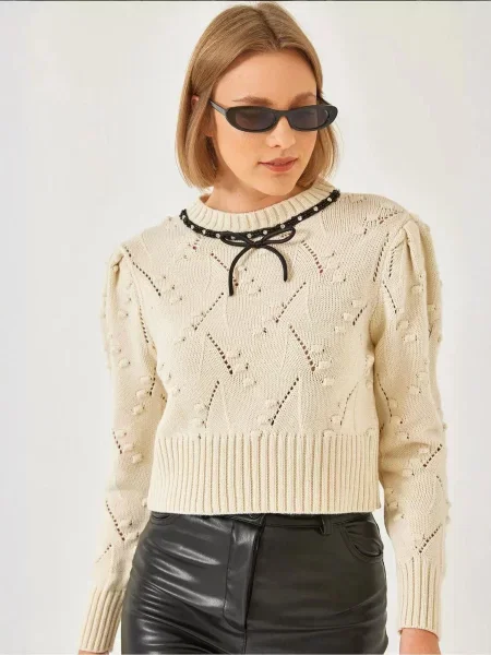Bianco Lucci Pulover Pullover off-bela bela