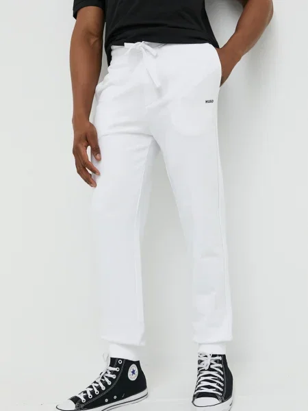 HUGO pantaloni de trening din neted alb