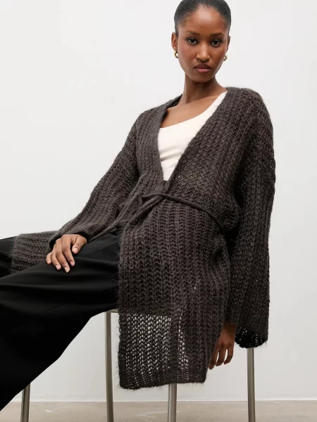 Answear.LAB kardigan z dodatkiem wełny brązowy