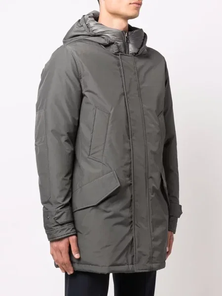 Parka Woolrich polarowa z wysokim kołnierzem szara