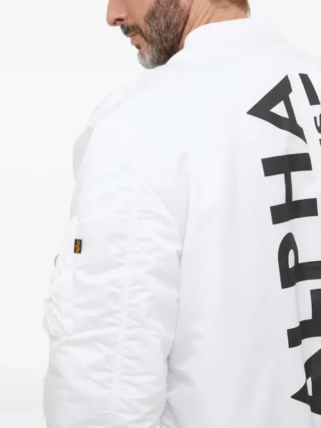 Geacă bomber Alpha Industries cu glugă alb