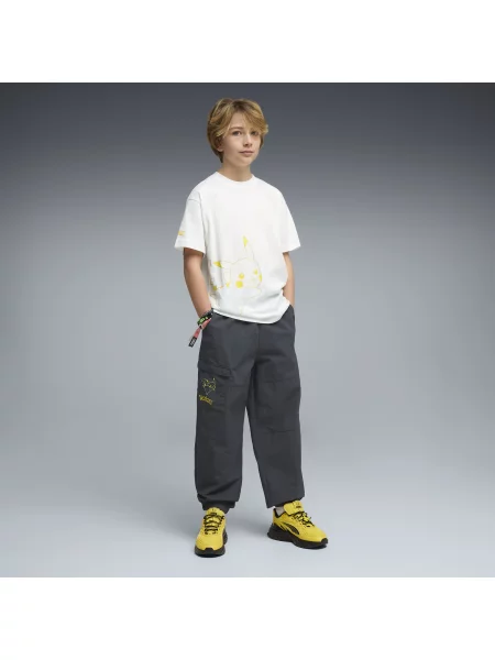 Młodzieżowe bojówki PUMA x POKÉMON o luźnym kroju Akcesoria szary