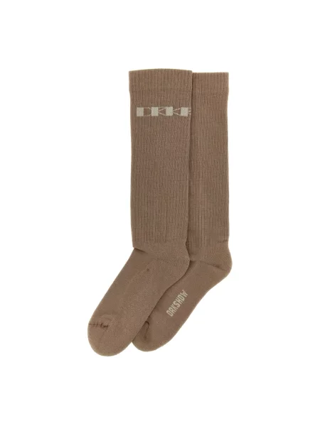 Skarpety Rick Owens w paski z logo beżowe
