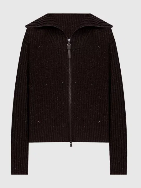 Шелковый кардиган Brunello Cucinelli коричневый