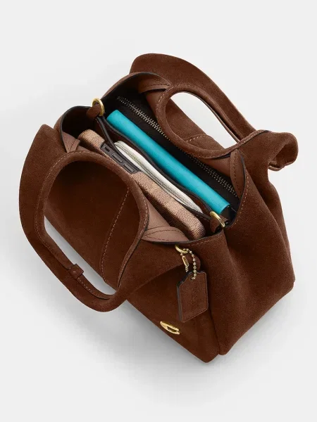Coach чанта crossbody дамска от велур Suade Lana Shoulder Bag 23 кафяво
