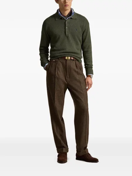 Șosete Polo Ralph Lauren cu broderie în carouri de flanelă verde