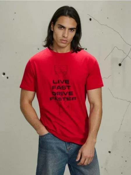 Sinsay koszulka z krótkim rękawem czerwony