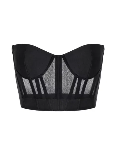 Top Elisabetta Franchi z krepy z siateczki czarny