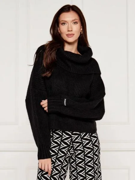 Pinko Pulover cu adaos de lână negru