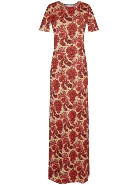 Rochie maxi Paco Rabanne cu imagine cu model paisley roșu