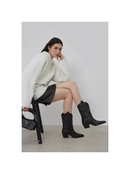 Кожаные ботфорты Estro черные