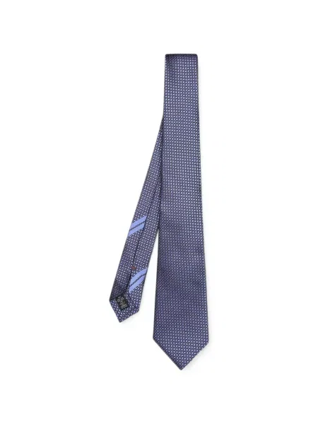Cravată Zegna de mătase cu imprimeu geometric albastru
