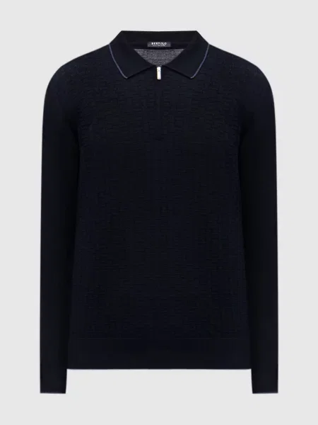 Поло з вовни та шовку Bertolo Cashmere синє