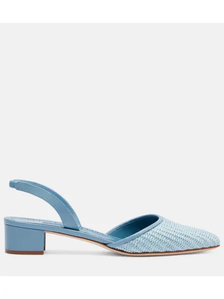 Pantofi cu toc Manolo Blahnik slingback albastru