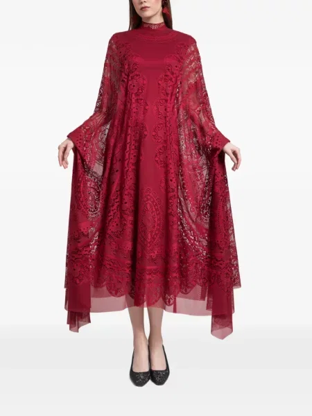 Rochie midi Gemy Maalouf din dantelă până la genunchi roșu