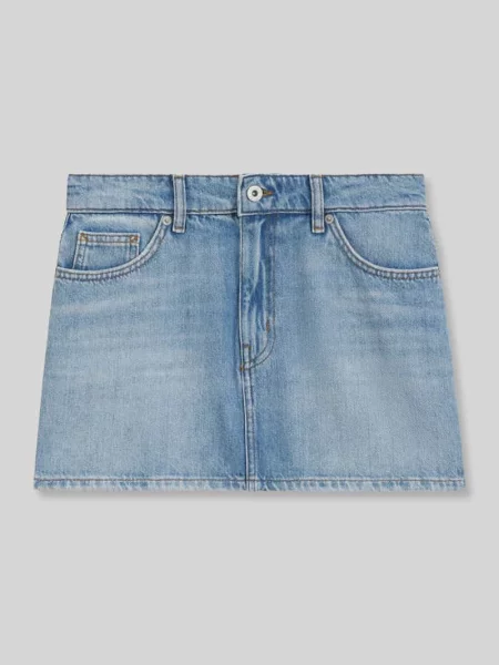Spódnica mini o kroju straight fit z czystej bawełny w fasonie 5 kieszeni model Hugo Blue niebieska