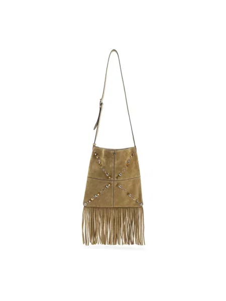 Lniana torba crossbody Valentino Garavani beżowa