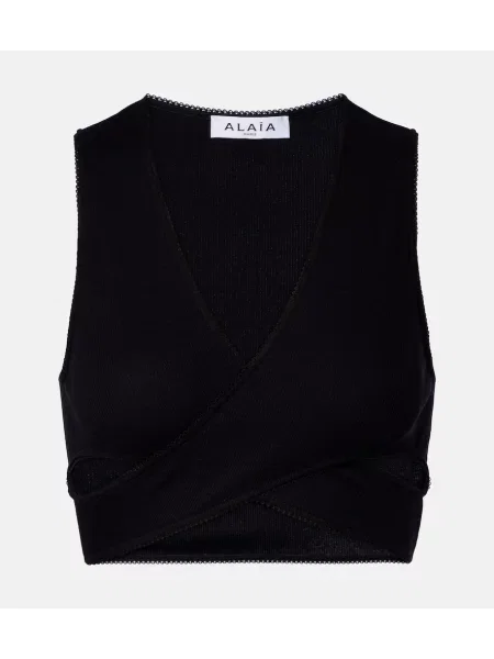 Top Alaïa tricotate negru