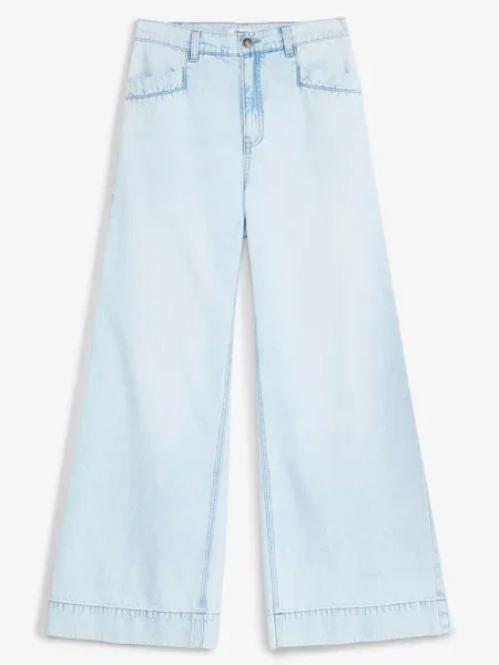 Jeansy wide leg wysoki stan niebieskie
