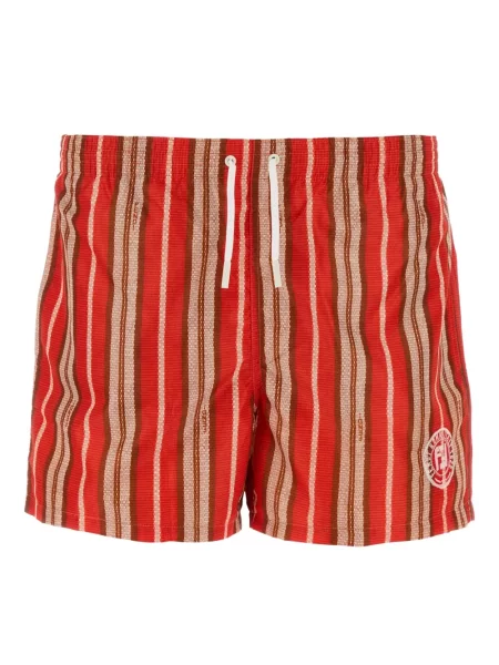 Slip de baie Fendi cu dungi stretch roșu