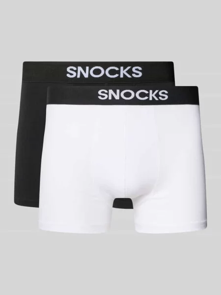 Obcisłe bokserki z logo i elastycznym pasem w zestaw 2 szt. Snocks białe