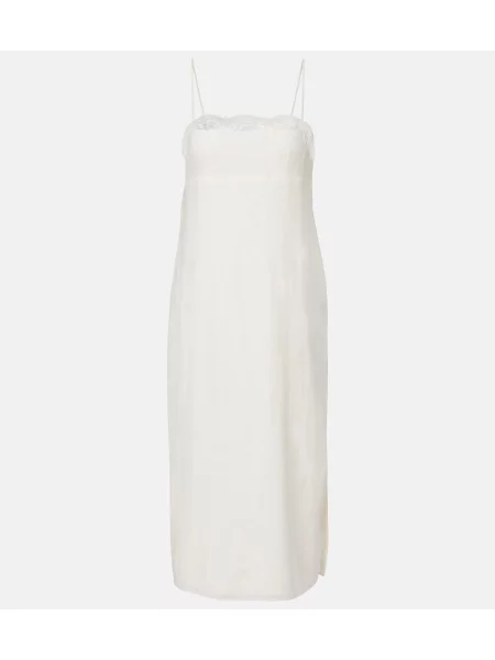 Rochie midi Posse cu broderie de in alb