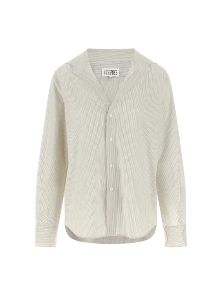 Koszula Mm6 Maison Margiela w paski z paskiem biała
