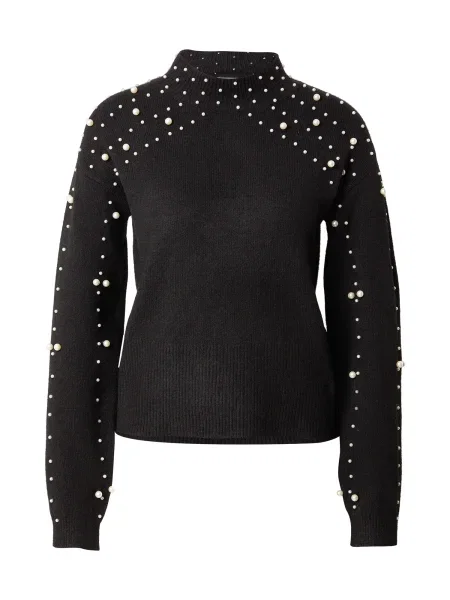 PIECES Pulover PCREA negru / perlat alb