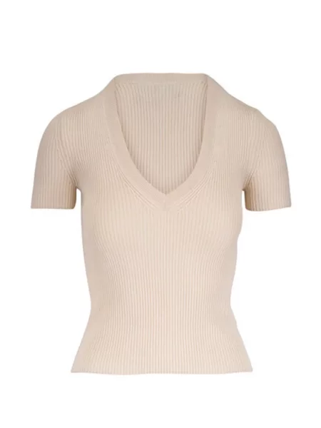 Tricou Nili Lotan cu decolteu în V cu nervuri