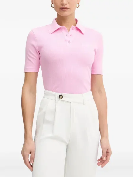 Tricou polo Iceberg cu broderie tricotate roz