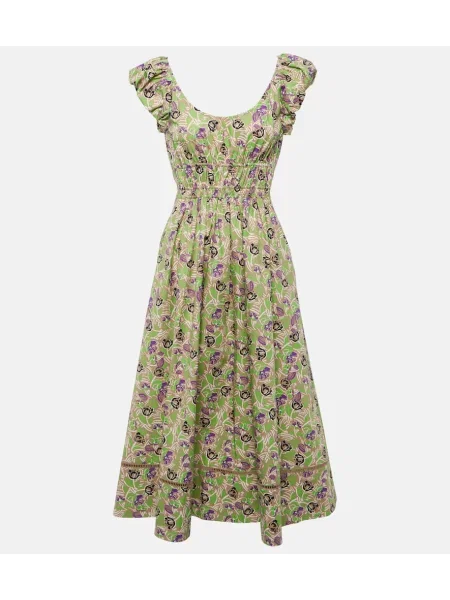Rochie midi Tory Burch cu model floral până la genunchi de costum verde