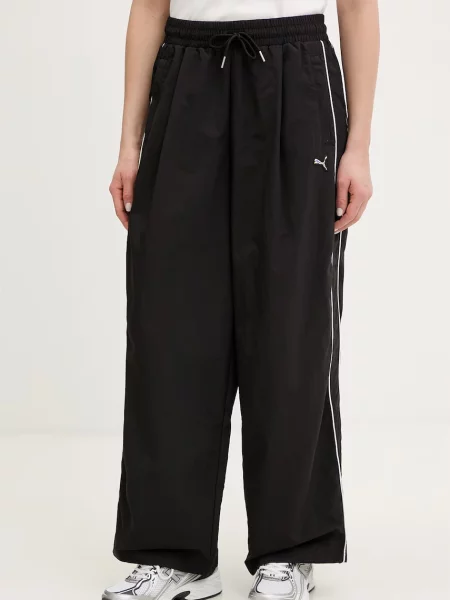 Spodnji del trenirke Puma Piping Relaxed Woven črna