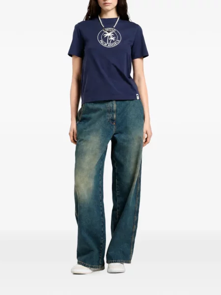 Tricou Palm Angels cu imagine albastru