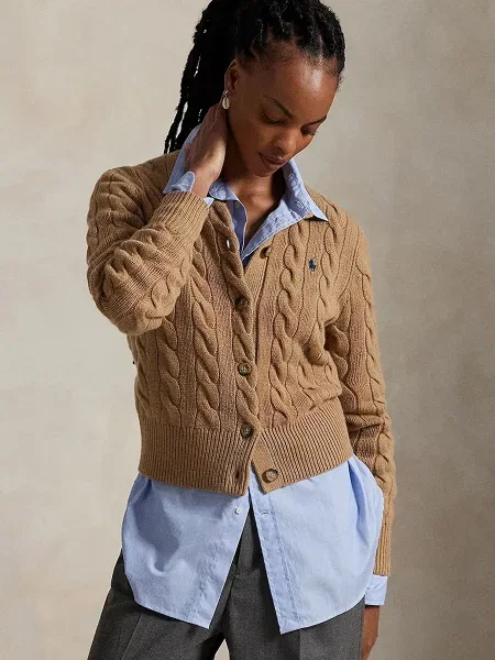 Polo Ralph Lauren cardigan pentru femei din lână bej